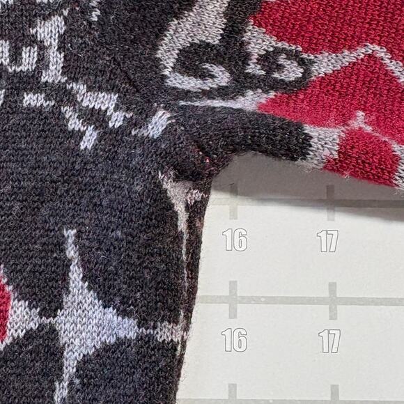 Krimson Klover Turtleneck Sweater Womens XS Black Red Wool Geometric Diamond - Picture 7 of 8